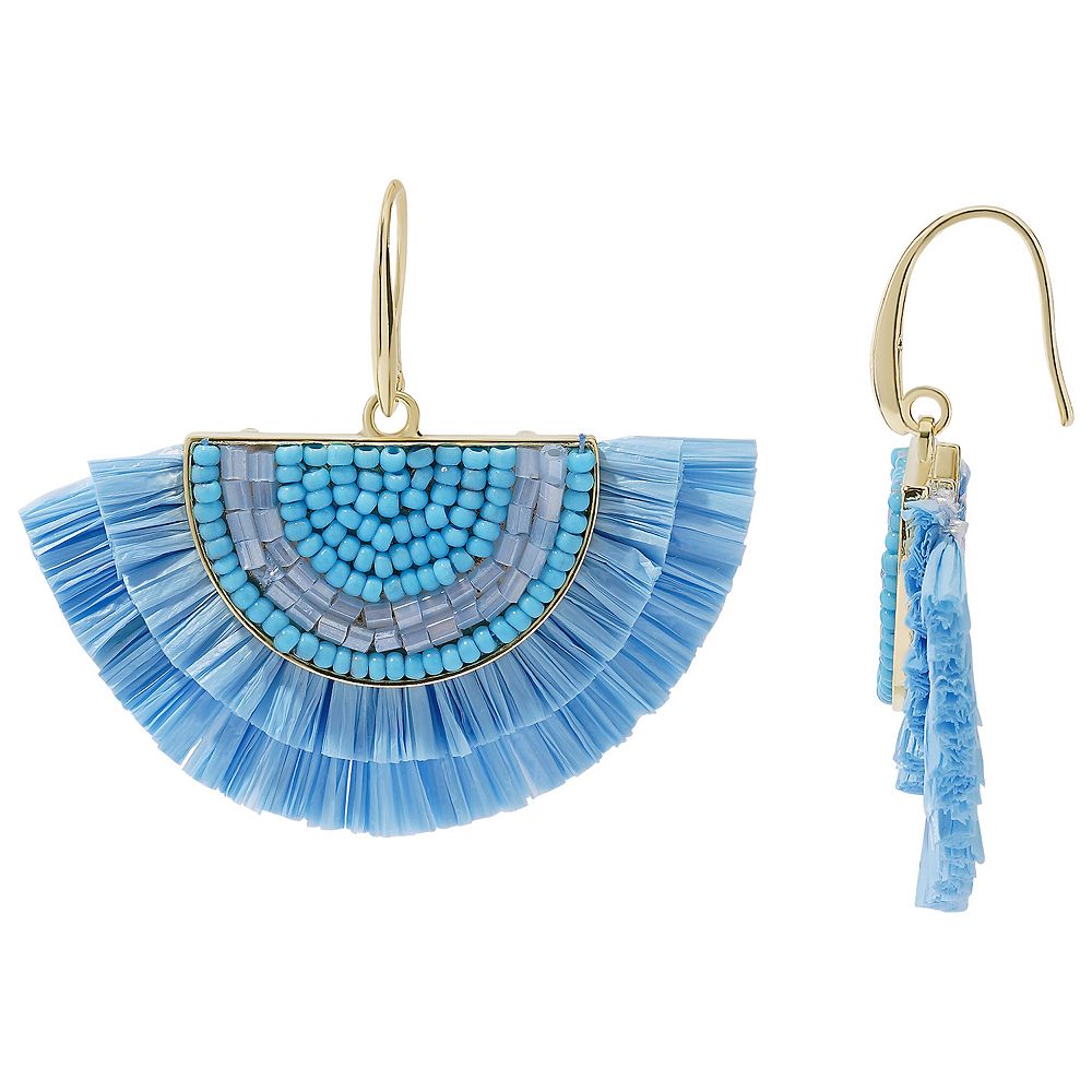Sonoma Goods For Life® Gold Tone Blue Raffia Fan Drop Earrings