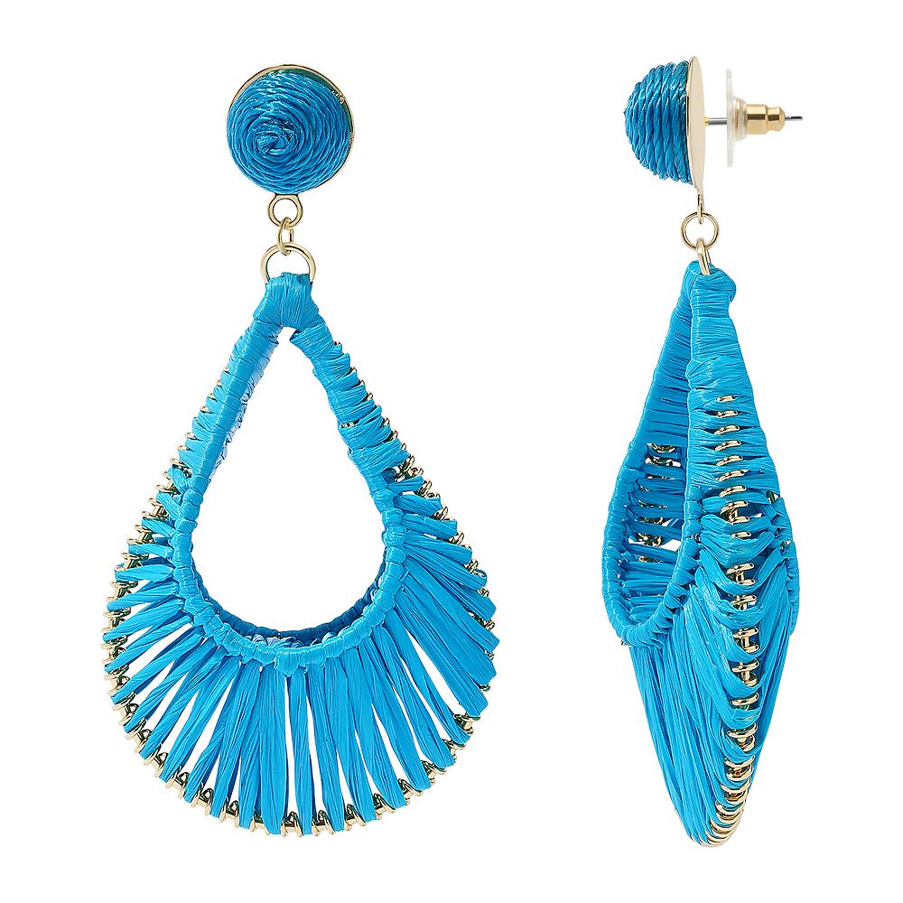 Sonoma Goods For Life® Blue Raffia Teardrop Drop Earrings