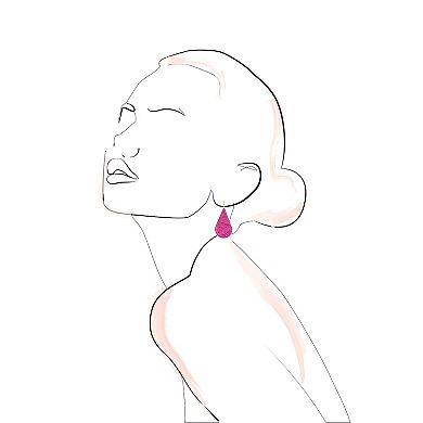 Sonoma Goods For Life® Fuchsia Raffia Bow Teardrop Drop Earrings