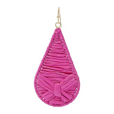 Sonoma Goods For Life® Fuchsia Raffia Bow Teardrop Drop Earrings