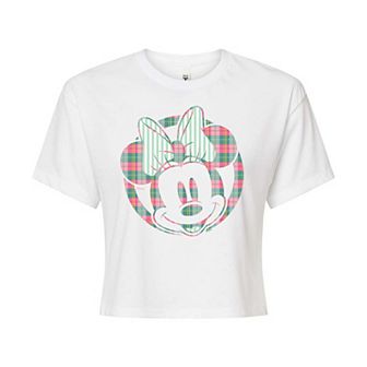 Disney's Minnie Mouse Juniors' Plaid Cropped Tee