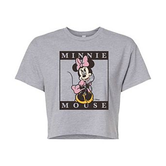 Disney's Minnie Mouse Juniors' Type Block Cropped Tee
