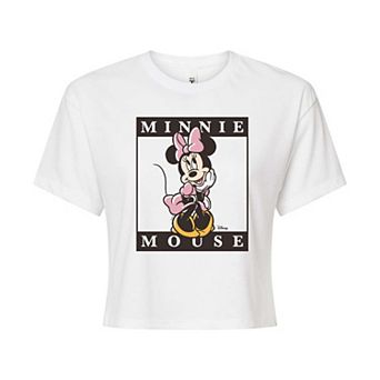 Disney's Minnie Mouse Juniors' Type Block Cropped Tee
