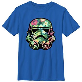 Boys Star Wars Floral Storm Trooper Helmet Graphic Tee