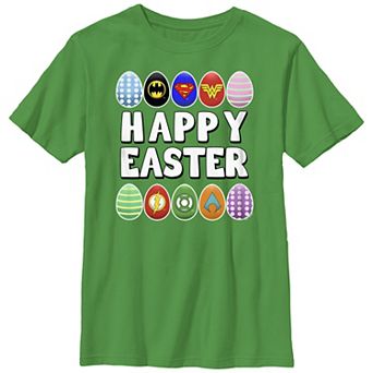 Boys Justice League Eggs Happy Easter Graphic Tee