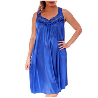Women's Silky Feeling Sleeveless Nightgown With Embroidery Lace Floral Design
