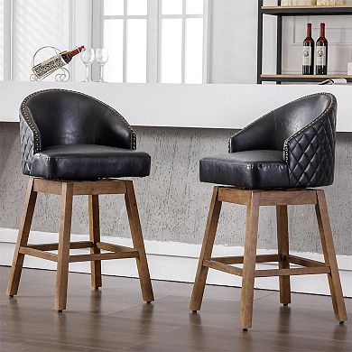 Counter Height Bar Stools Set Of 2 Chairs With 360 Degree Swivel