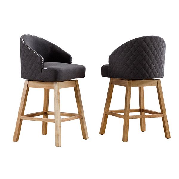 Counter Height Bar Stools Set Of 2 Chairs With 360 Degree Swivel