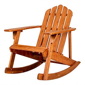 Kiawah Outdoor Patio Classic Acacia Wood Adirondack Rocking Chair