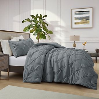 Unikome Soft Pinch Pleat Bedding Comforter Set, All Season Down Alternative Bed Set