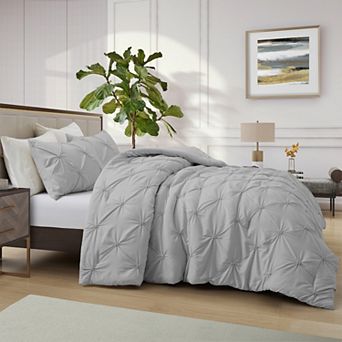 Unikome Soft Pinch Pleat Bedding Comforter Set, All Season Down Alternative Bed Set