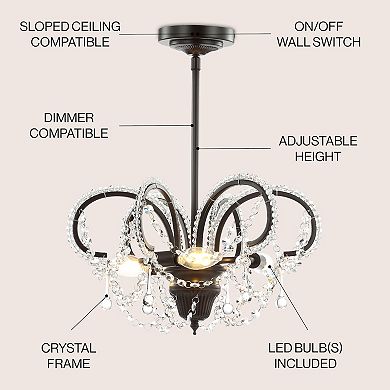 Caroline Metal/crystal Led Adjustable Chandelier