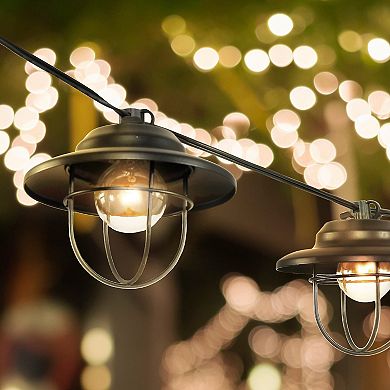 Indoor/outdoor Rustic Farmhouse Incandescent G Metal Cage Shade String Lights