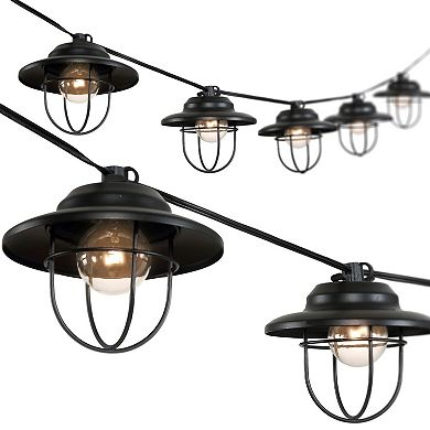 Indoor/outdoor Rustic Farmhouse Incandescent G Metal Cage Shade String Lights