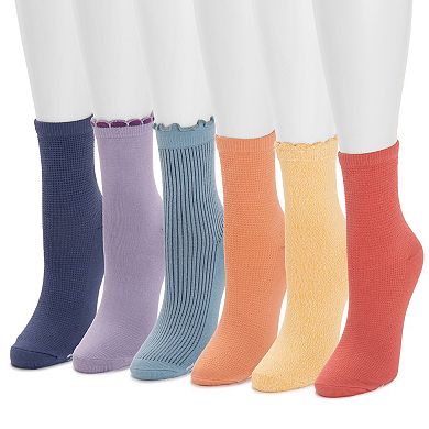 Women's MUK LUKS Whisper Soft Crew Socks 6-Pack