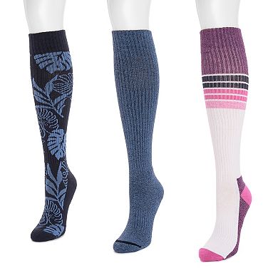 Women's MUK LUKS 3-Pack Compression Knee-High Socks