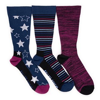 Women's MUK LUKS 3-Pack Cotton Compression Crew Socks