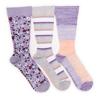 Women's MUK LUKS 3-Pack Cotton Compression Crew Socks