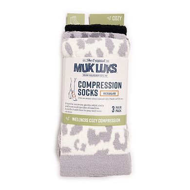 Women's MUK LUKS 3-Pack Cozy Compression Crew Socks