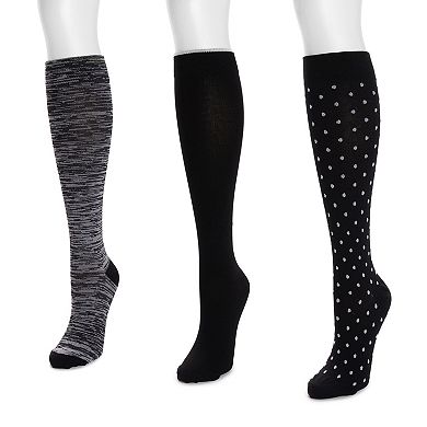 Women's MUK LUKS 3-Pack Knee-High Compression Socks
