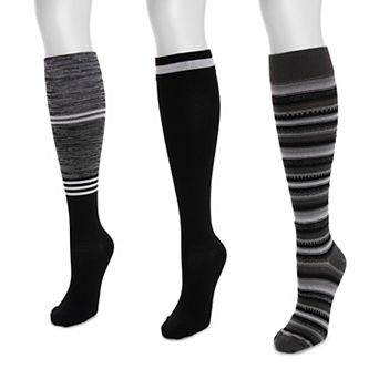 Women's MUK LUKS 3-Pack Knee-High Wide Compression Socks