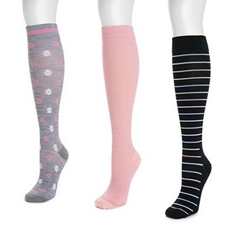 Women's MUK LUKS 3-Pack Knee-High Wide Compression Socks