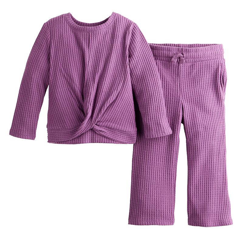 Toddler Girl Jumping Beans® Twist Front Top & Wide Leg Pants Set