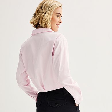 Juniors' SO® Cropped Pleated Front Shirt