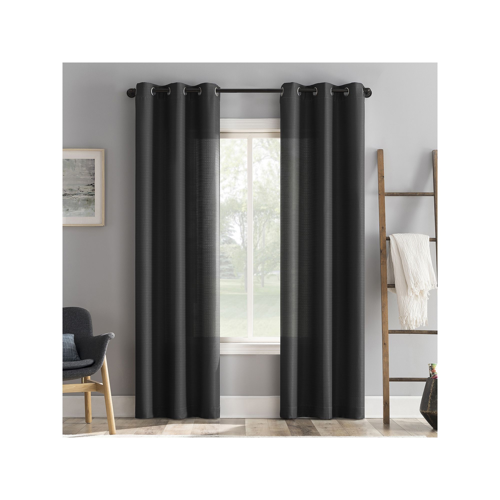 The Big One® Matthew Textured Casual Grommet 2 Window Curtain Panels, Gray