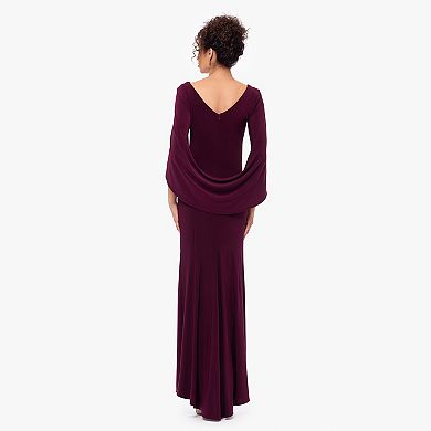 Women's BA Nites Long Draped Back Dress