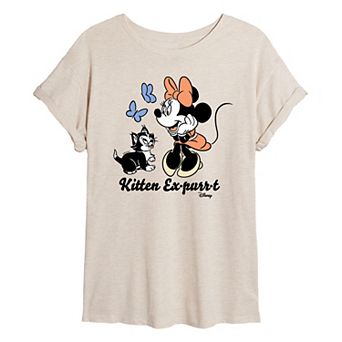 Disney's Minnie Mouse & Figaro Juniors' Kitten Ex-purr-t Oversized Tee