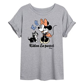 Disney's Minnie Mouse & Figaro Juniors' Kitten Ex-purr-t Oversized Tee