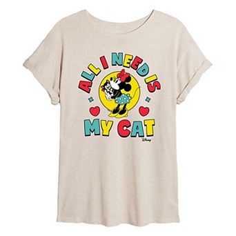 Disney's Minnie Mouse & Figaro Juniors' All I Need Is My Cat Oversized Tee