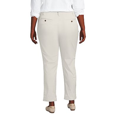 Plus Size Lands' End Mid Rise Classic Straight Leg Chino Ankle Pants