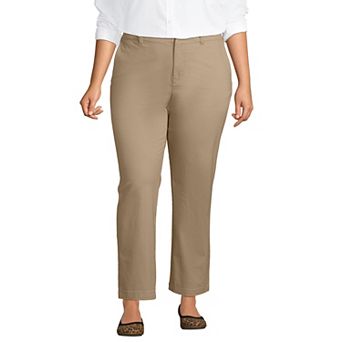 Plus Size Lands' End Mid Rise Classic Straight Leg Chino Ankle Pants