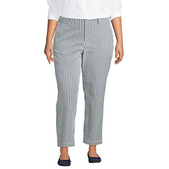 Plus Size Lands' End Mid Rise Classic Straight Leg Chino Ankle Pants