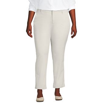 Plus Size Lands' End Mid Rise Classic Straight Leg Chino Ankle Pants