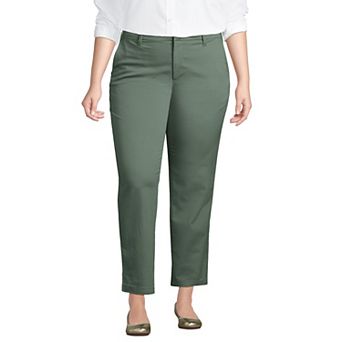 Plus Size Lands' End Mid Rise Classic Straight Leg Chino Ankle Pants