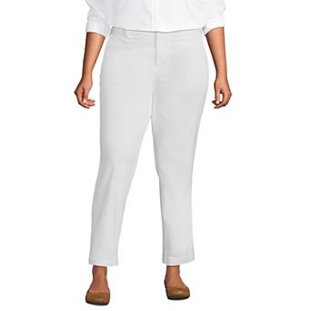 Plus Size Lands' End Mid Rise Classic Straight Leg Chino Ankle Pants