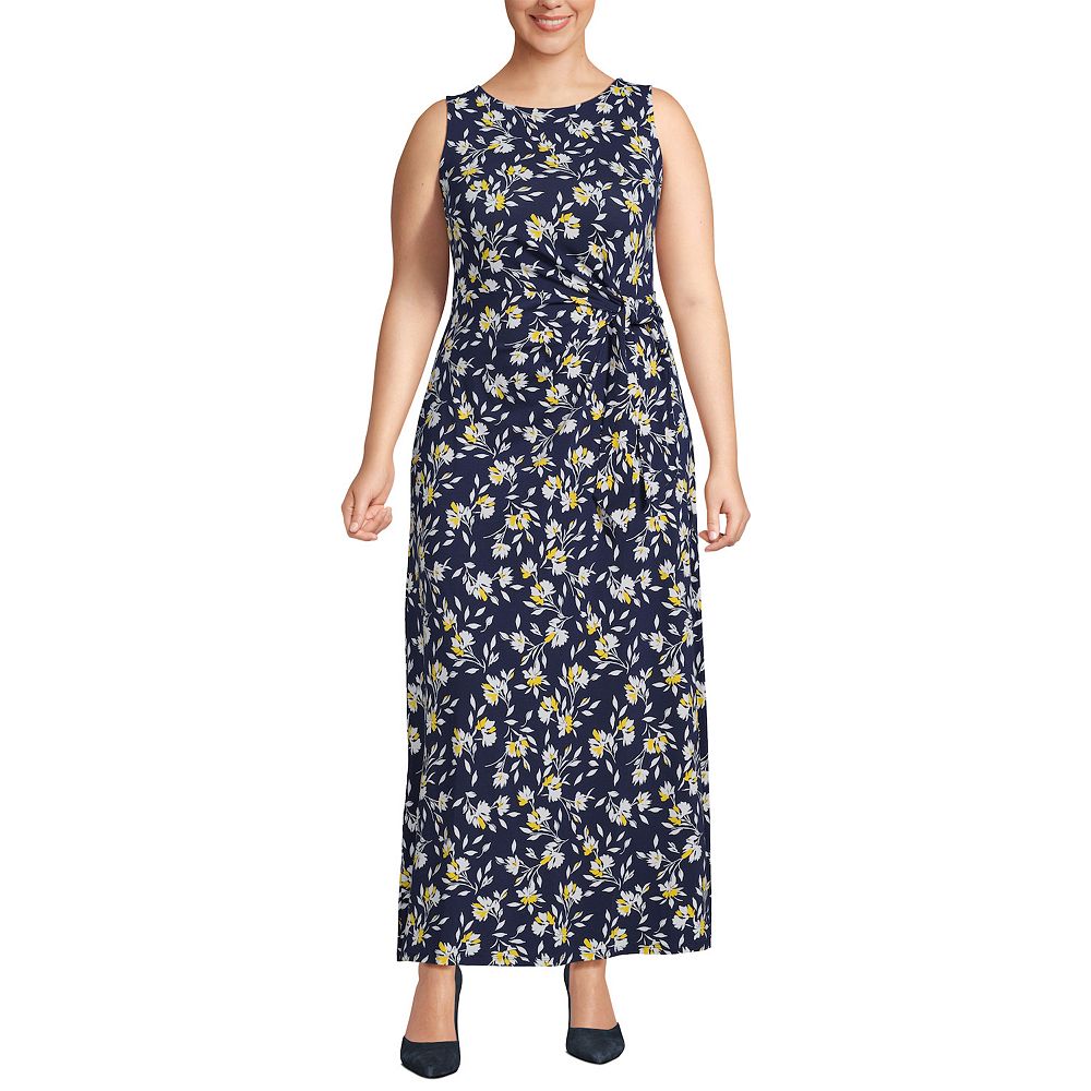 Plus Size Lands' End Sleeveless Tie Waist Maxi Dress
