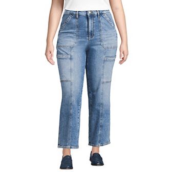 Plus Size Lands' End Denim High Rise Utility Cargo Ankle Jeans