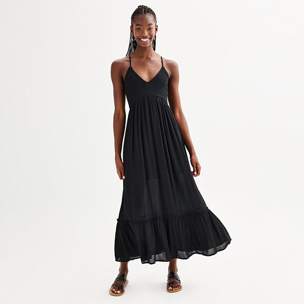 almost famous black dress ALMOST FAMOUS ZIP UP MAXI DRESS – AKIRA