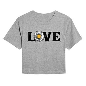 Juniors' Love Daisy Cropped Tee