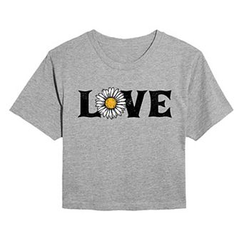 Juniors' Love Daisy Cropped Tee