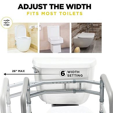 Toilet Safety Rail - Adjustable Detachable Toilet Safety Frame With Handles Stand Alone