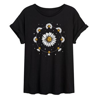 Juniors' Daisy Moon Phases Oversized Tee