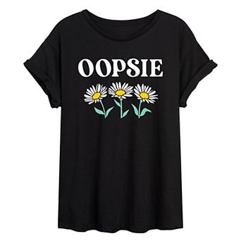 Juniors' Oopsie Daisy Oversized Tee
