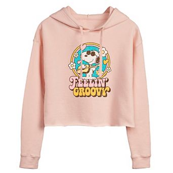 Juniors' Peanuts Snoopy Feelin' Groovy Cropped Hoodie