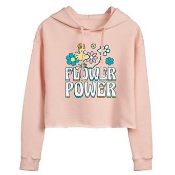 Juniors' Peanuts Woodstock Flower Power Cropped Hoodie