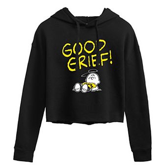 Juniors' Peanuts Charlie Brown Good Grief Cropped Hoodie